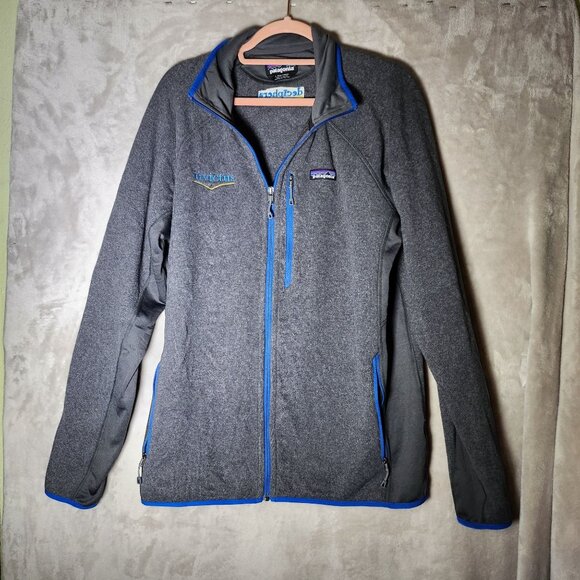 Patagonia Gray Fleece Outdoorsy Sporty Deciphera Jacket L Full-Zip Blue Accents - Picture 4 of 4